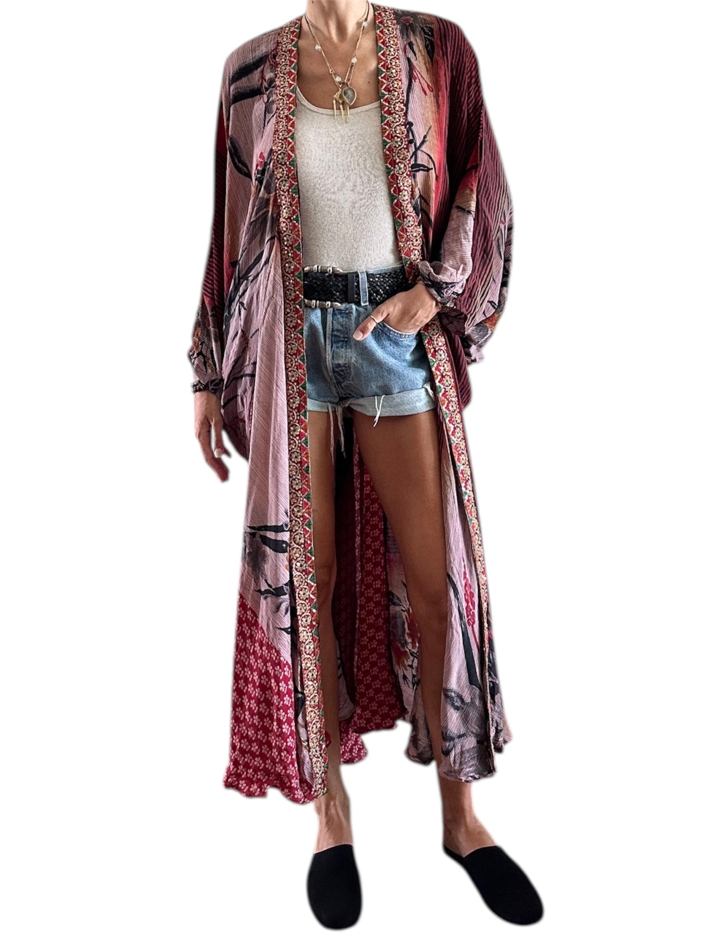 Vintage silk shades of pink kimono