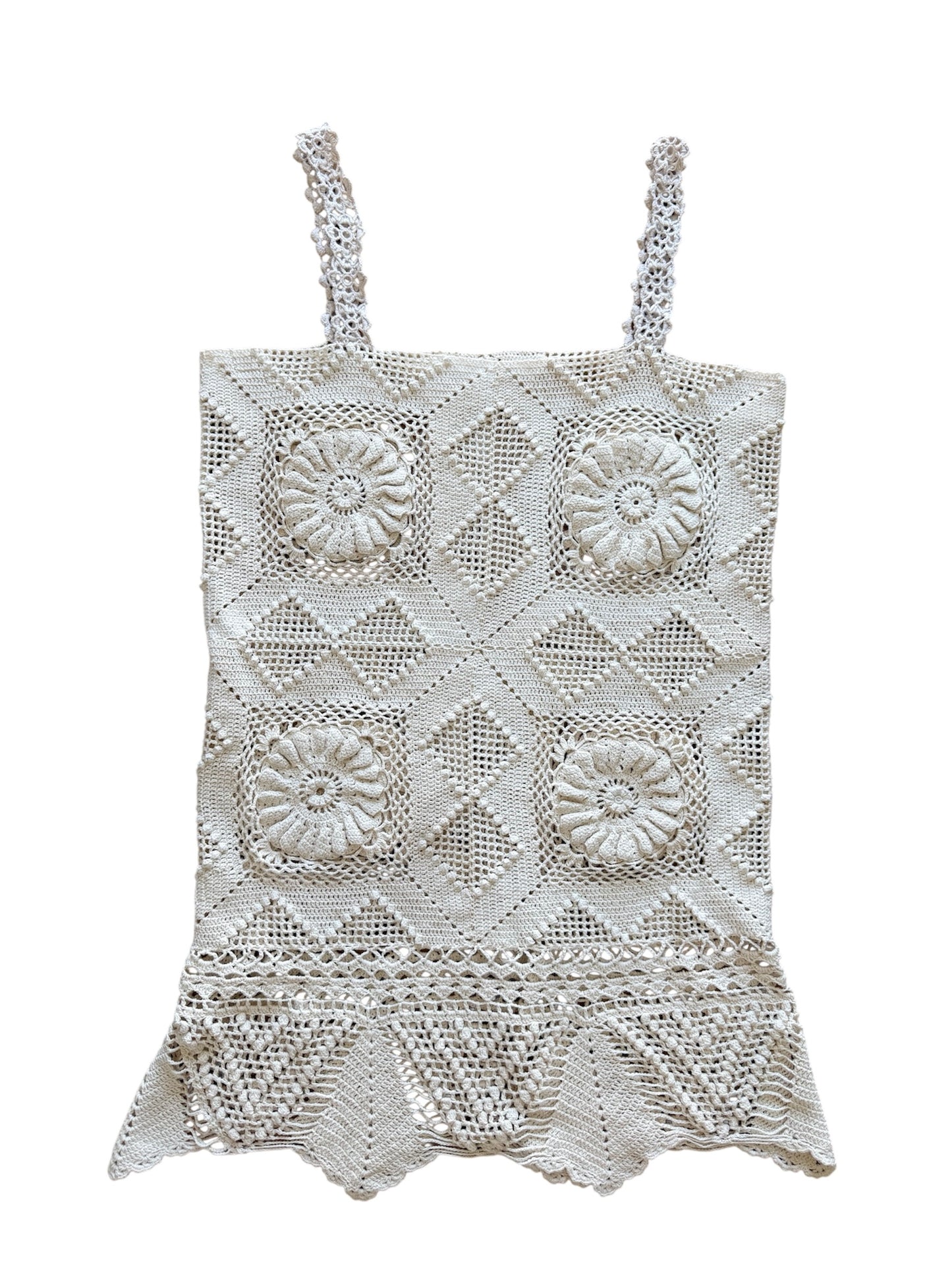 Mini cream crochet dress