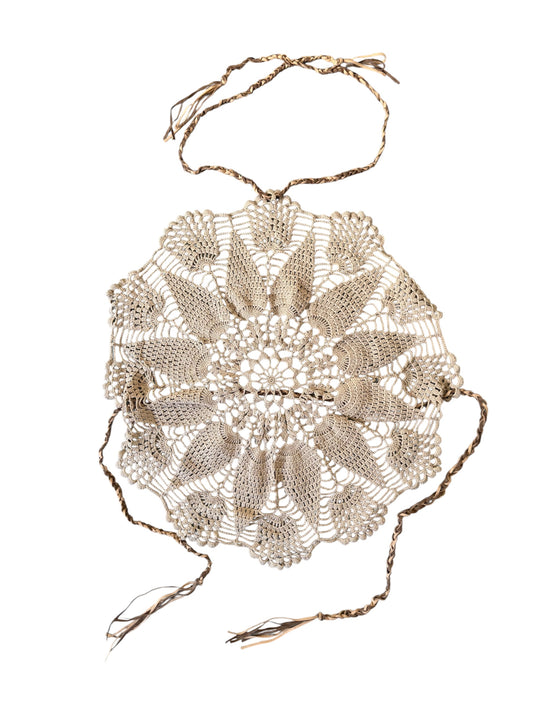 crochet leather tie halter top