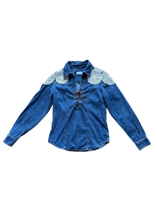Denim shirt with crochet