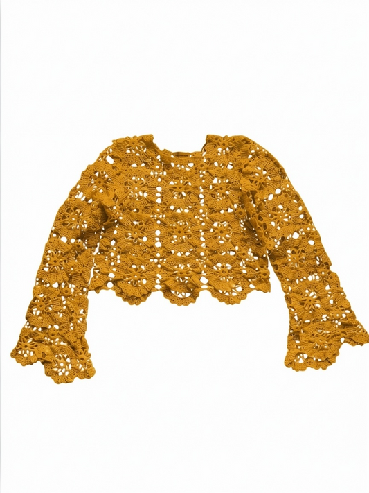 Crochet top with bell sleeves
